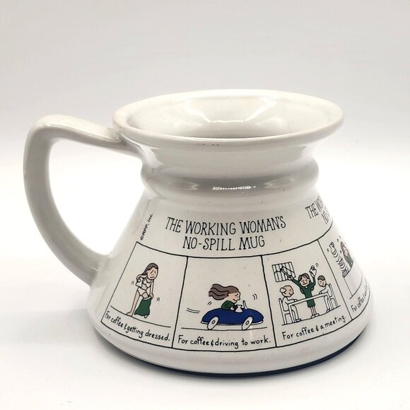 Vintage The Working Woman's Cartoons Wide Bottom No-Spill Ceramic Coffee Mug RPP - Picture 3 of 8